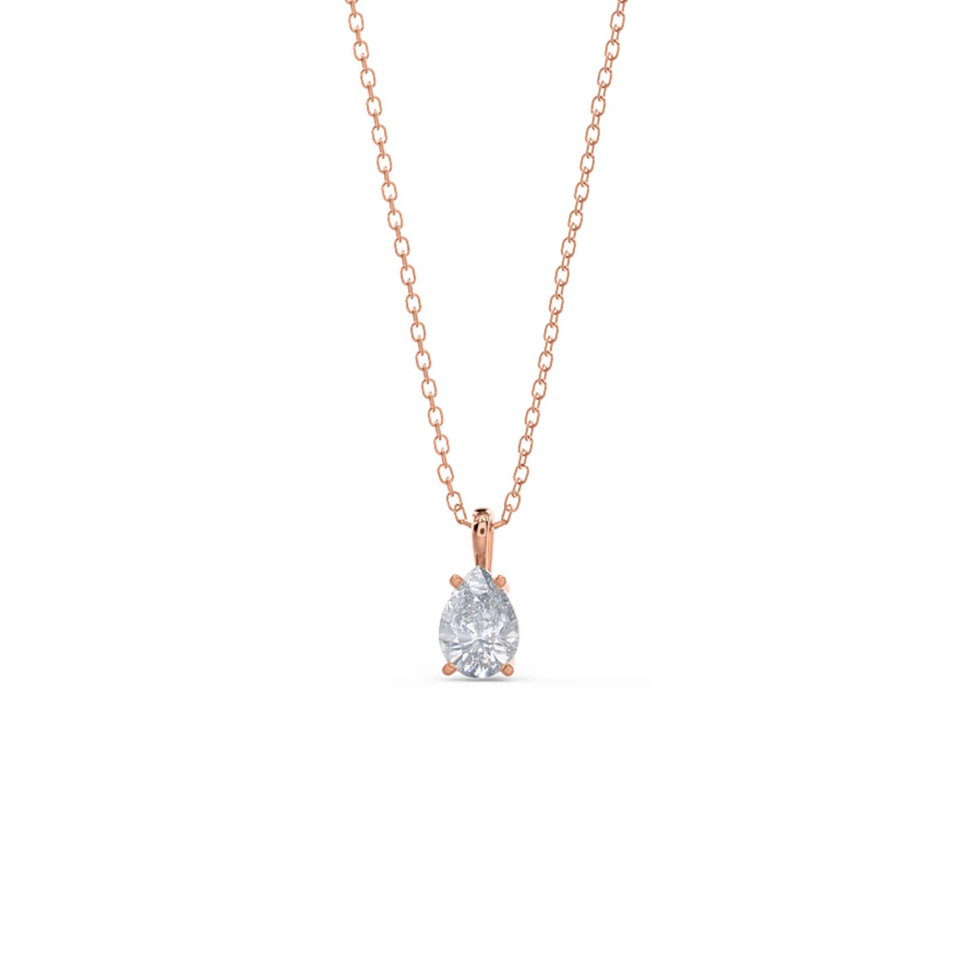 1.0 CT Pear Cut Moissanite Diamond Solitaire Pendant Necklace in Solid Gold 5