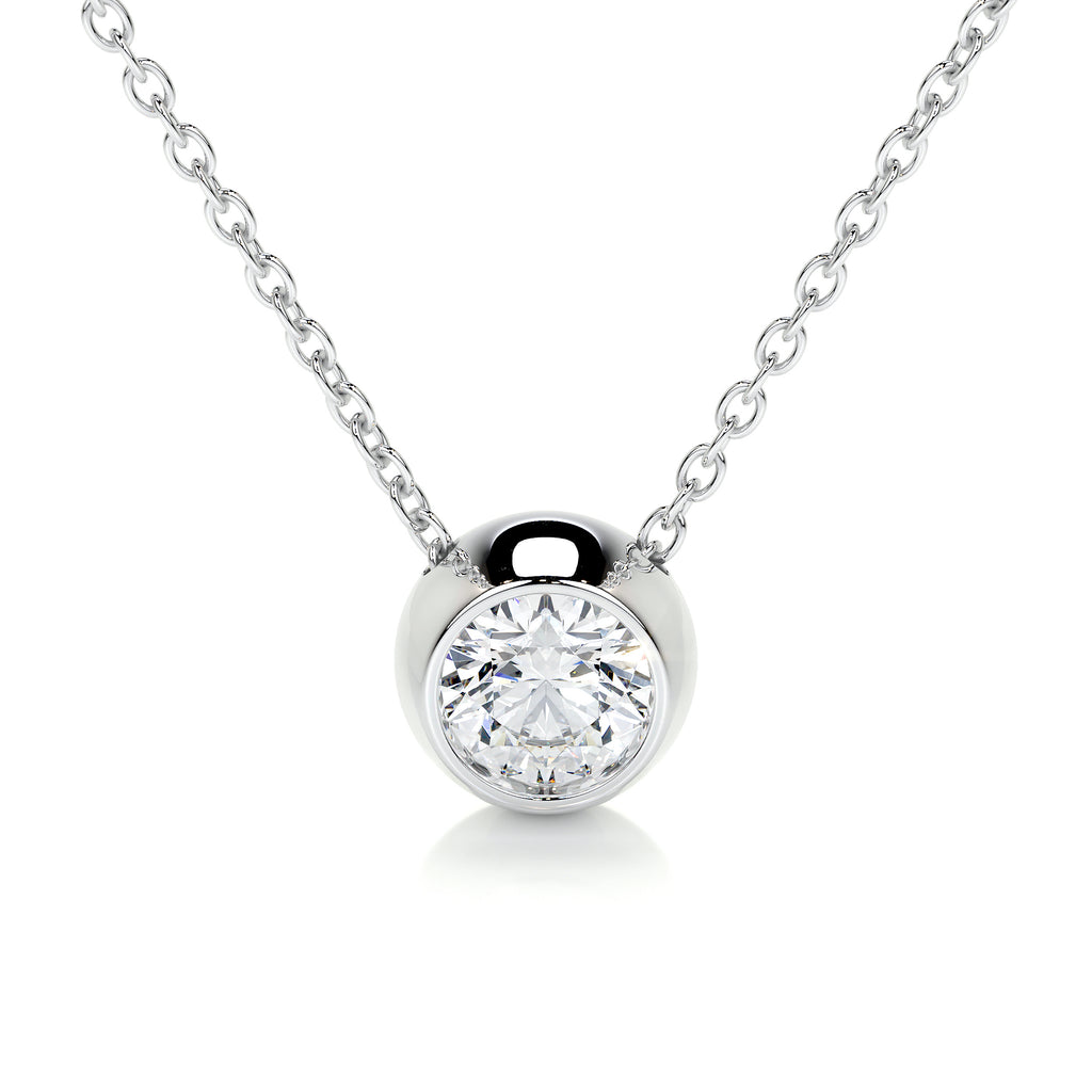 1.0 CT Round Bezel Style  Lab Grown Diamond Necklace