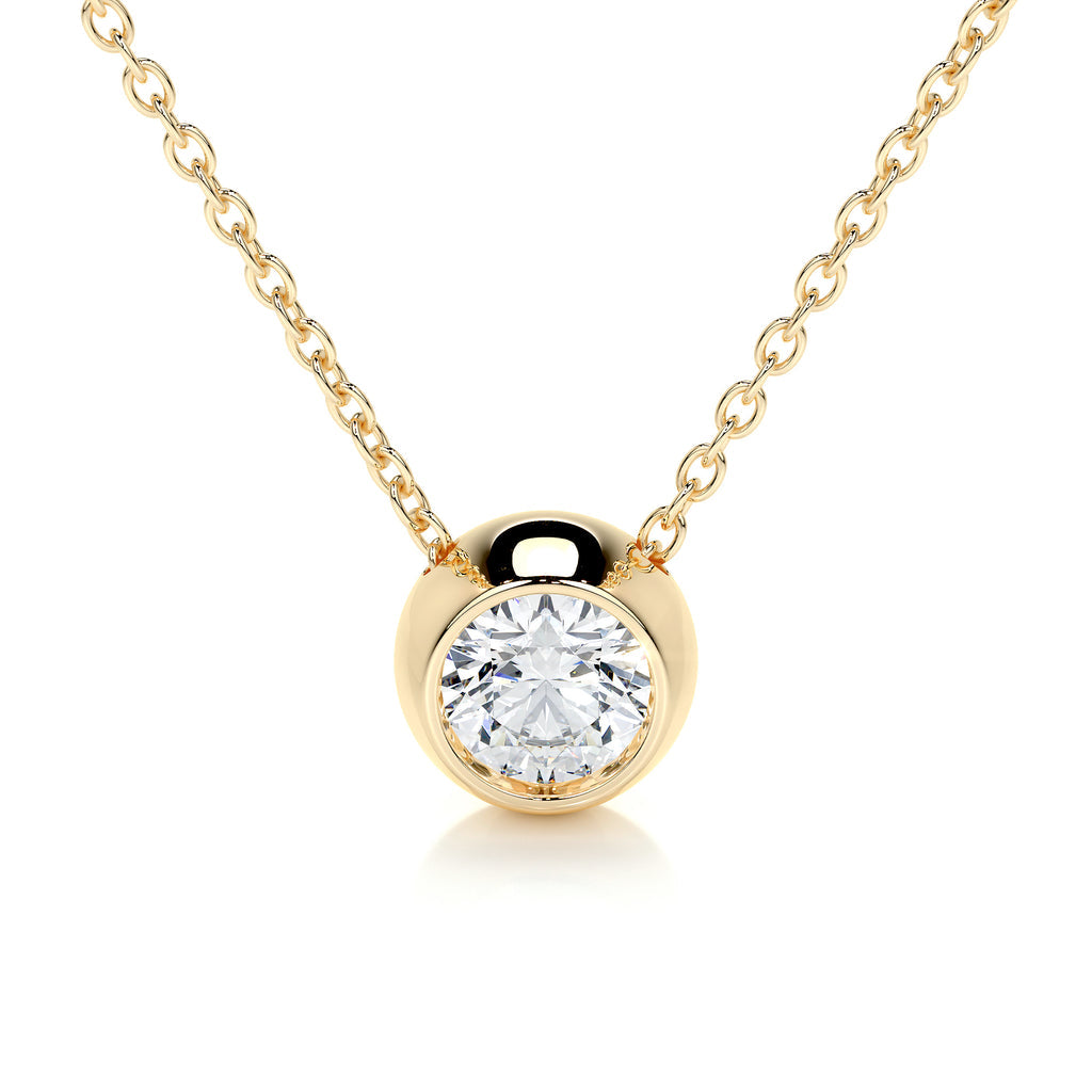 1.0 CT Round Bezel Style  Lab Grown Diamond Necklace