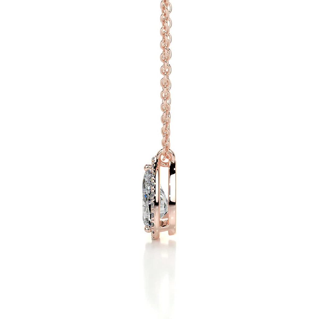 1.50 CT Pear Halo  Lab Grown Diamond Necklace