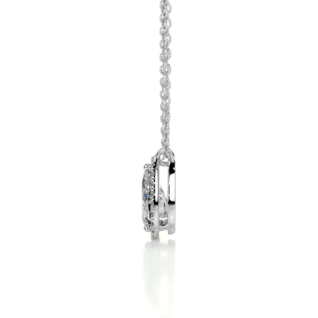 1.50 CT Pear Halo  Lab Grown Diamond Necklace