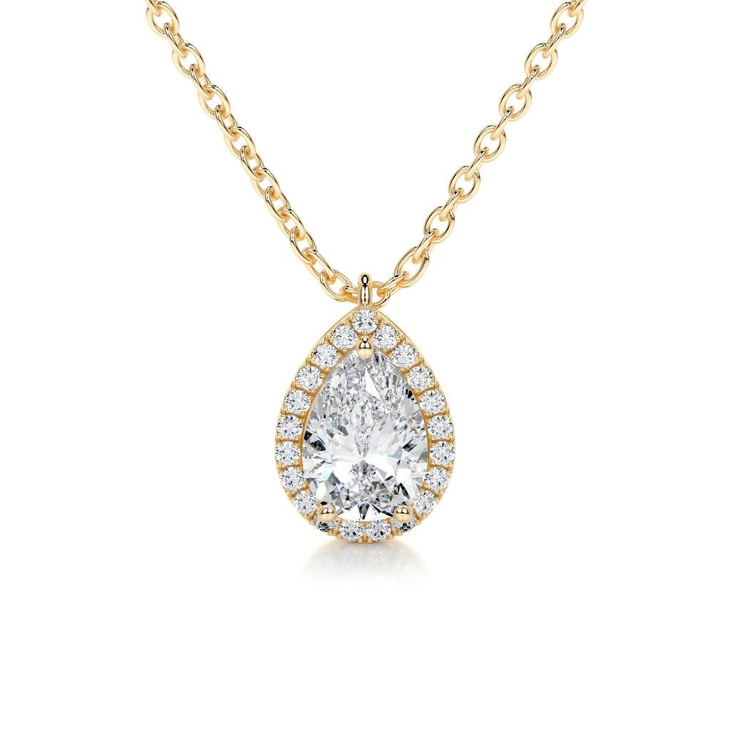 1.50 CT Pear Halo  Lab Grown Diamond Necklace