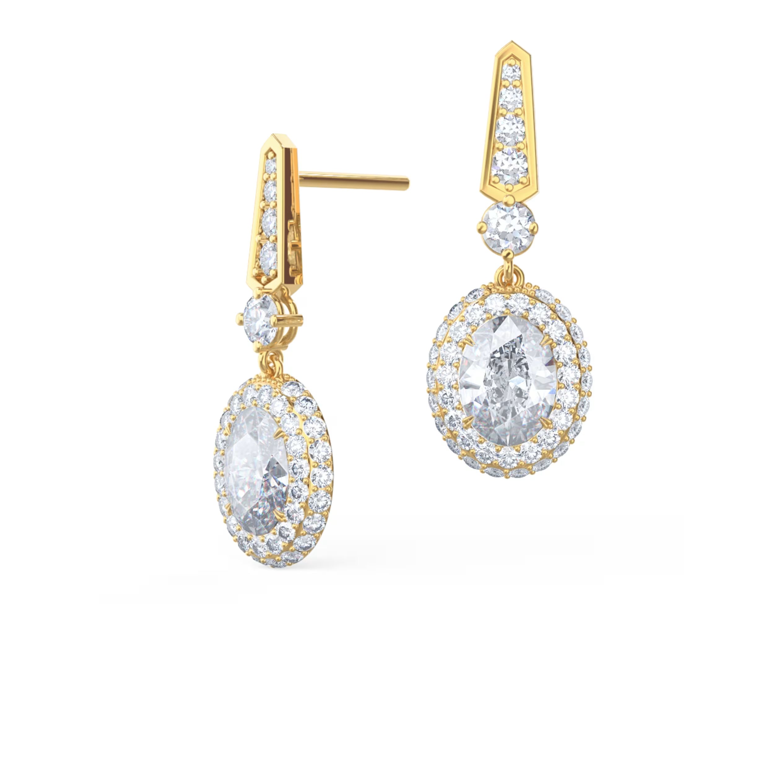 2.50 TCW Oval & Round Cut Moissanite Royal Drop Earrings in Gold 1
