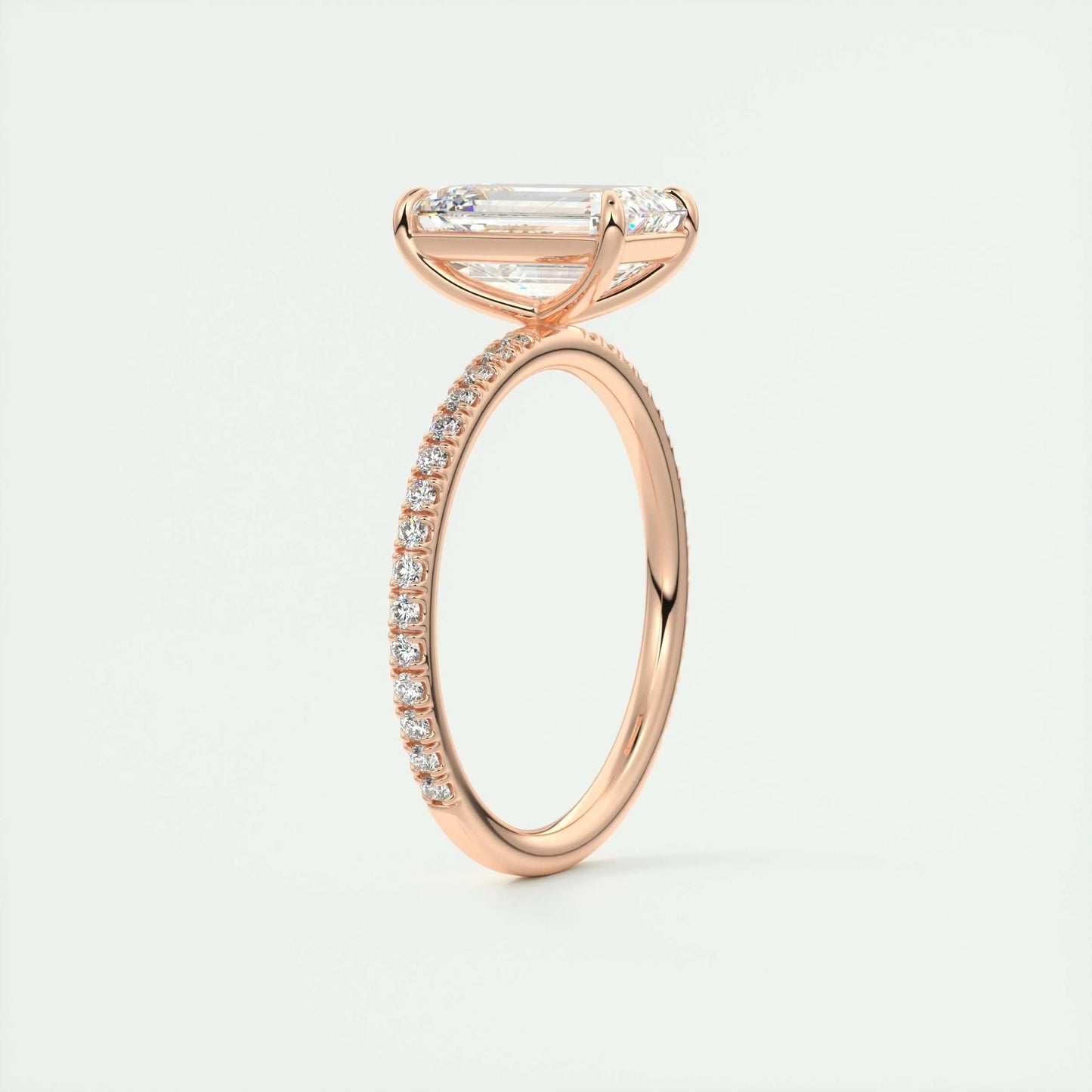 1.91 CT Emerald Cut Pave Moissanite Engagement Ring 20