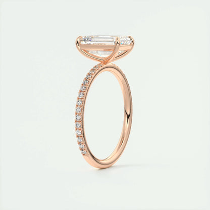 1.91 CT Emerald Cut Pave Moissanite Engagement Ring 20