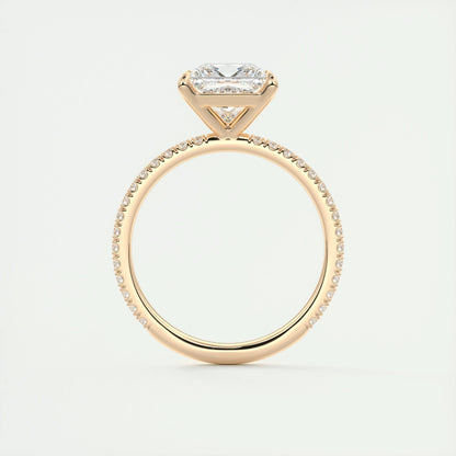 2.08 CT Princess Cut Pave Moissanite Engagement Ring 21