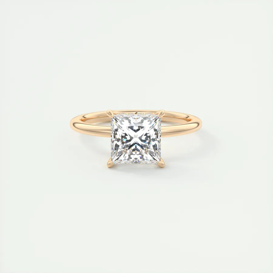 2.08 CT Princess Hidden Halo Moissanite Engagement Ring 14