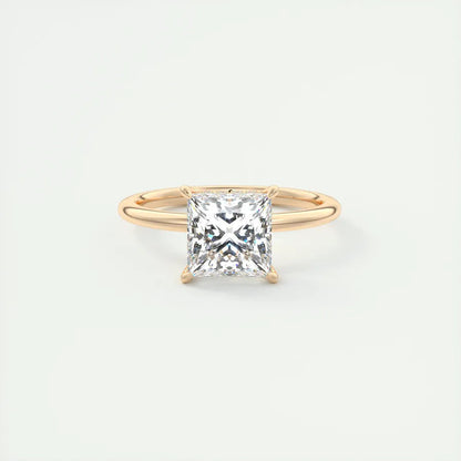 2.08 CT Princess Hidden Halo Moissanite Engagement Ring 14