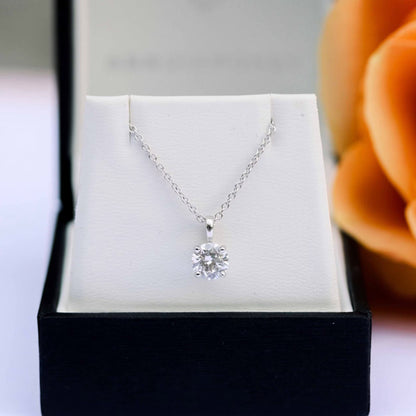 1.0 CT Round Moissanite Diamond Solitaire Necklace in Solid Gold 3