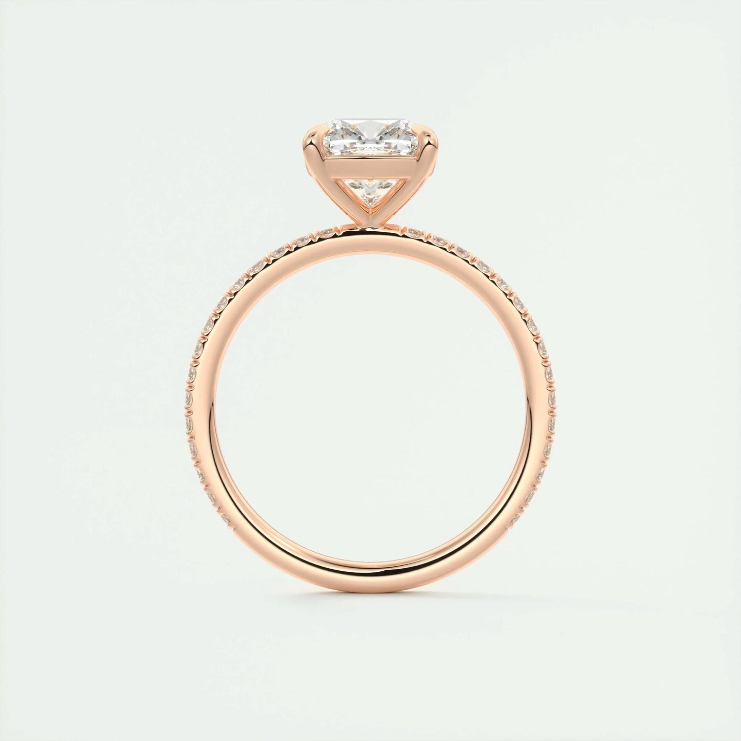 2.15 CT Cushion Cut Pave Moissanite Engagement Ring 21