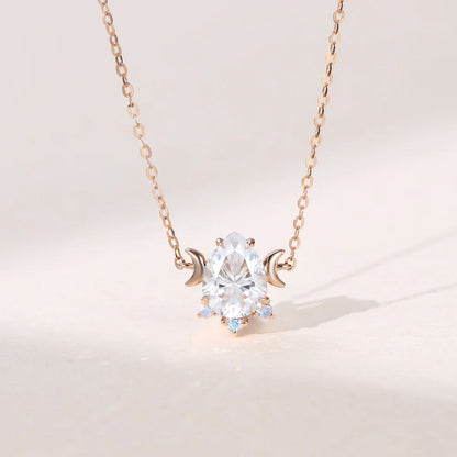 1.13 CT Pear Diamond Art Deco Pendant Necklace in Solid Gold 1