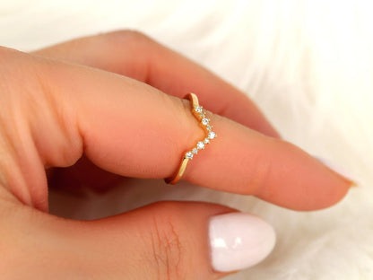 Stunning 0.10 TCW Round Moissanite Stones Curved Wedding Bands 7