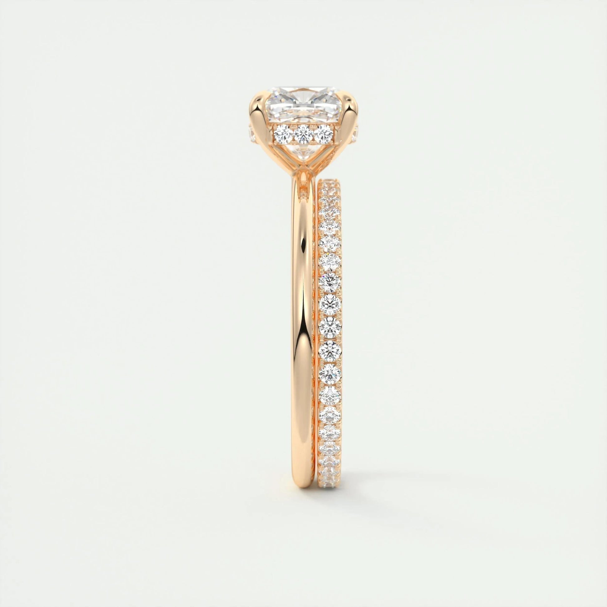 2.15 CT Cushion Hidden Halo Moissanite Engagement Ring 19