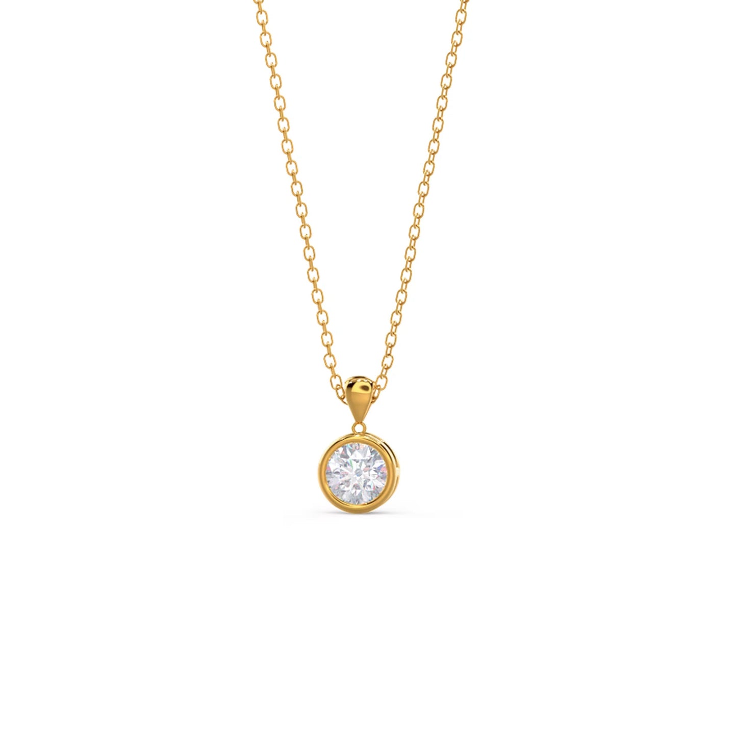 1.0 CT Round Cut Moissanite Bezel Pendant Necklace in Solid Gold 4