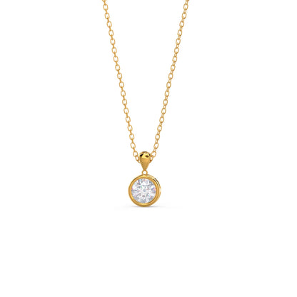 1.0 CT Round Cut Moissanite Bezel Pendant Necklace in Solid Gold 4