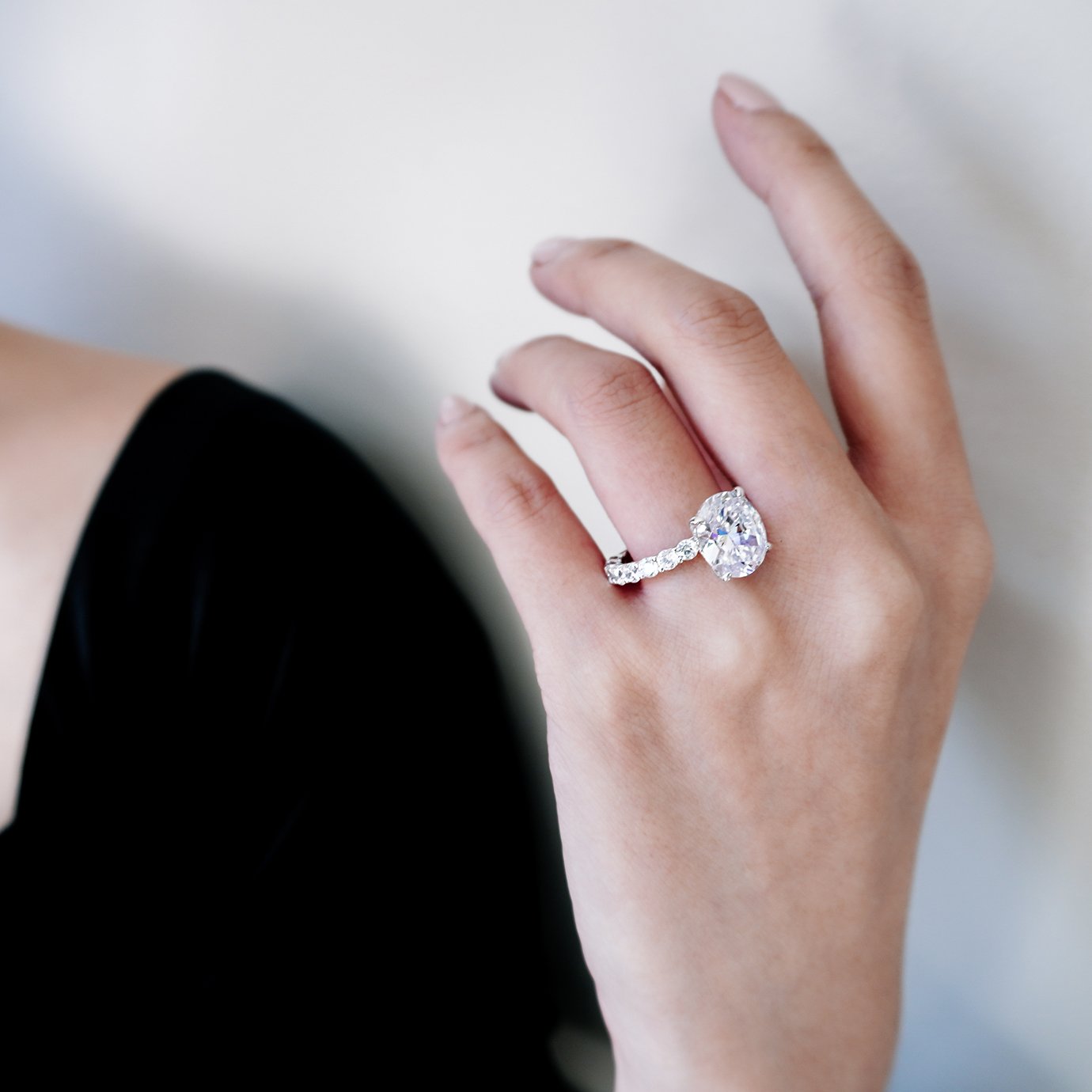 Oval Pave Lab Grown Diamond Engagement Ring