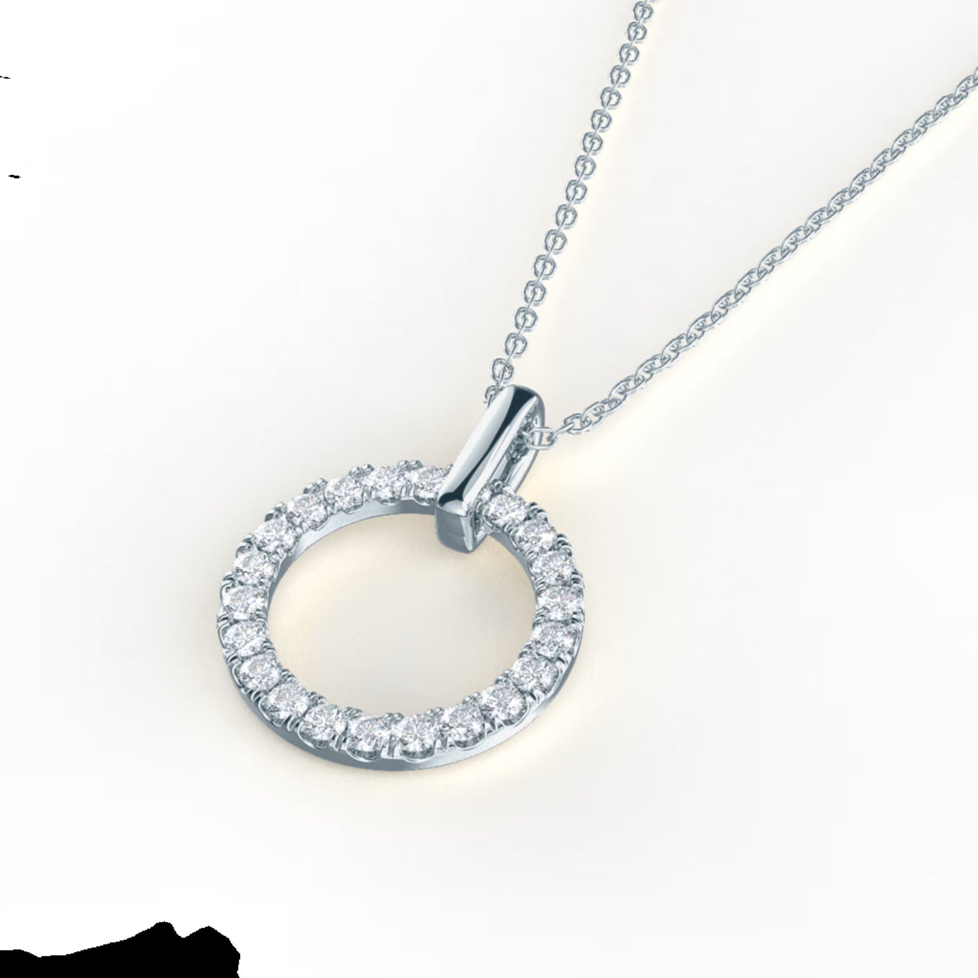 0.80 TCW Round Moissanite Diamond Circle Pendant Necklace in Solid Gold 1