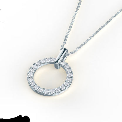 0.80 TCW Round Moissanite Diamond Circle Pendant Necklace in Solid Gold 1