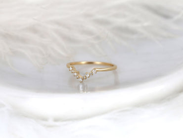 Stunning 0.10 TCW Round Moissanite Stones Curved Wedding Bands 2