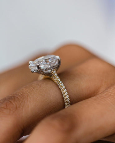 4.25 CT Pear Hidden Halo & Pave Moissanite Engagement Ring 2