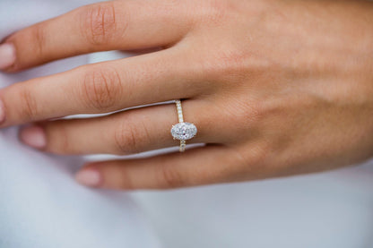 1.85 CT Oval Hidden Halo & Pave Moissanite Engagement Ring 6