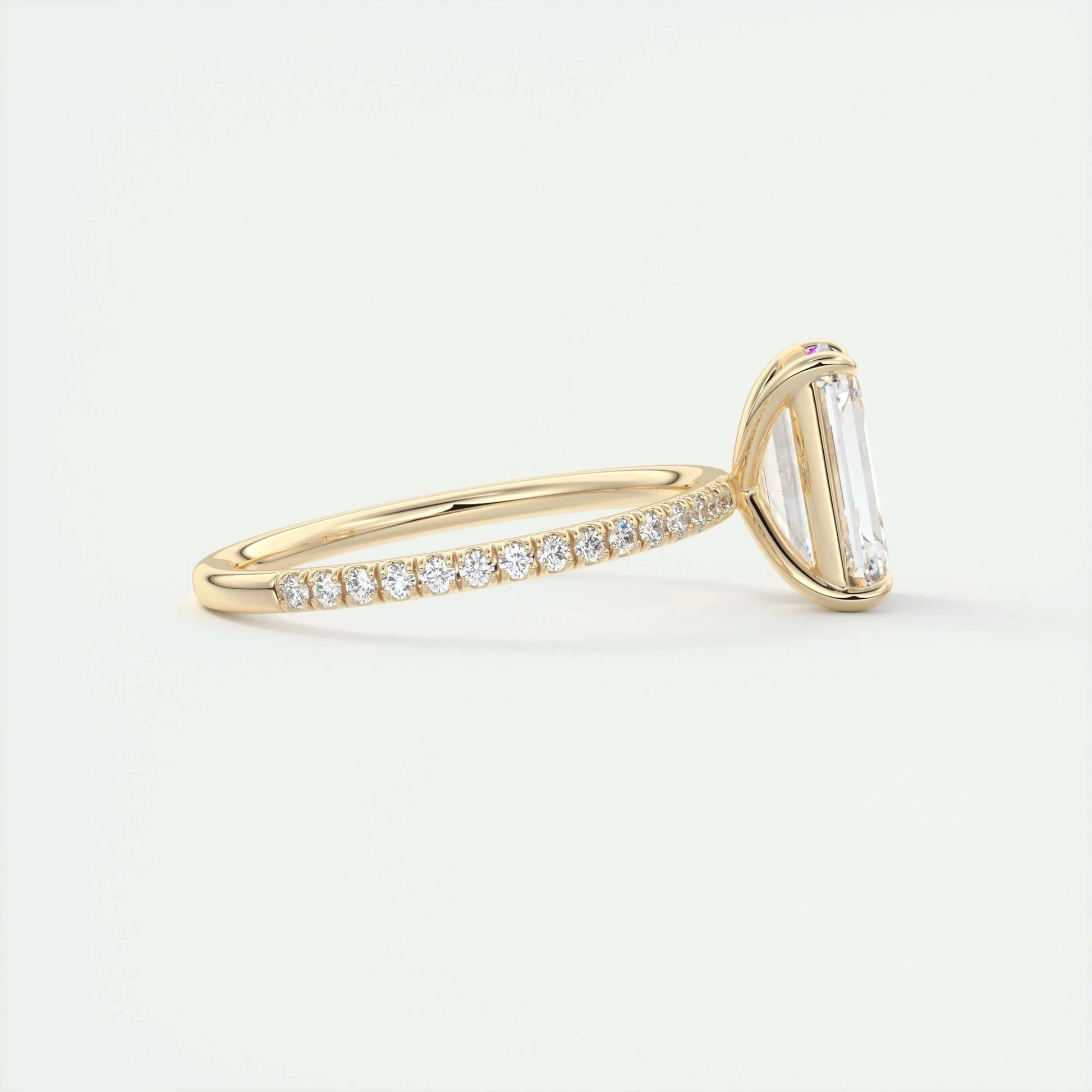 1.91 CT Emerald Cut Pave Moissanite Engagement Ring 9