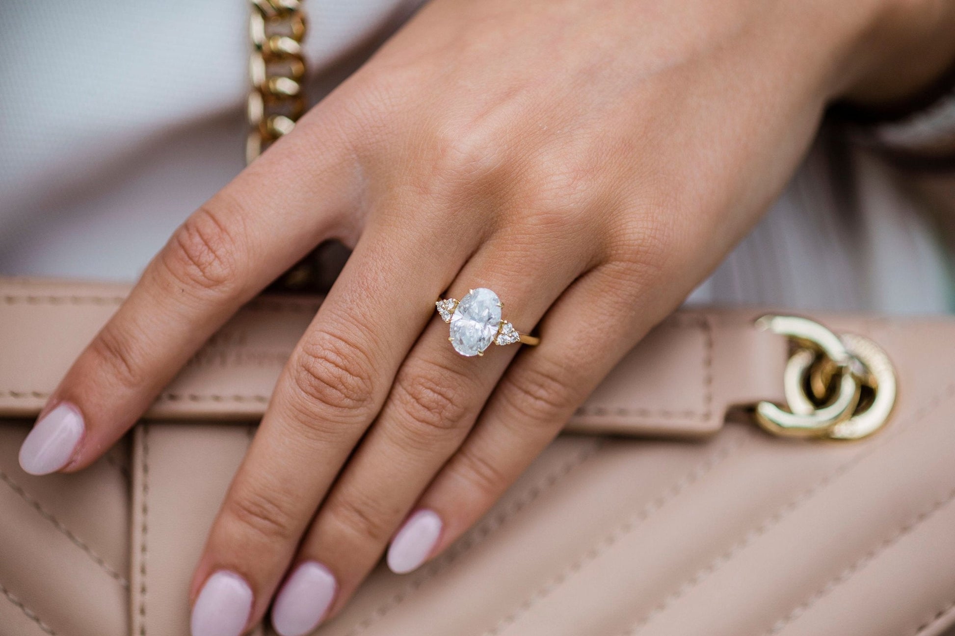 4.0 CT Oval Moissanite Ring Featuring Cluster Style 8