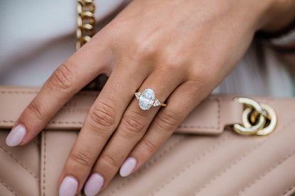 4.0 CT Oval Moissanite Ring Featuring Cluster Style 8