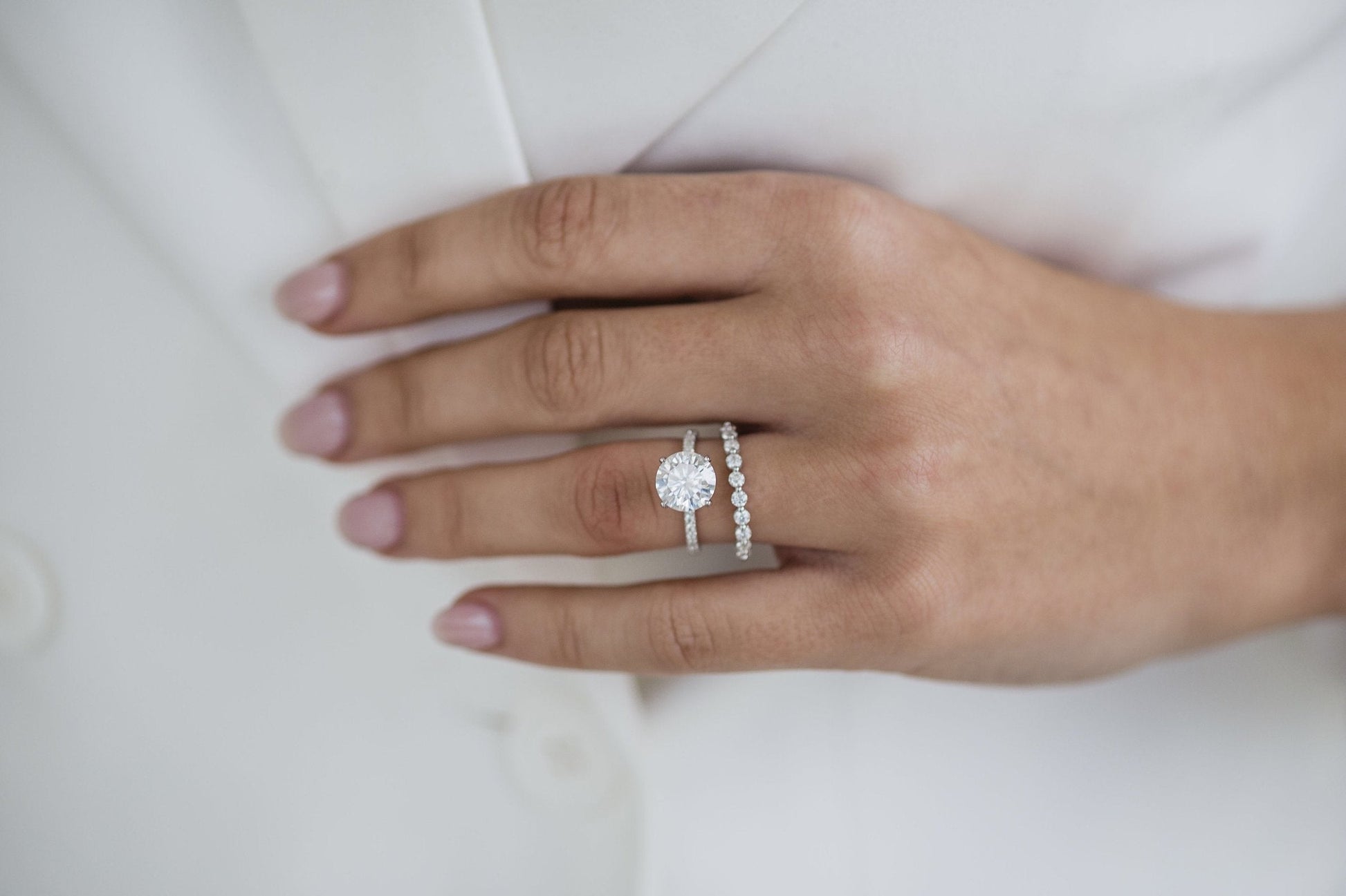 2.50 CT Round Cut Hidden Halo Moissanite Engagement Ring 7