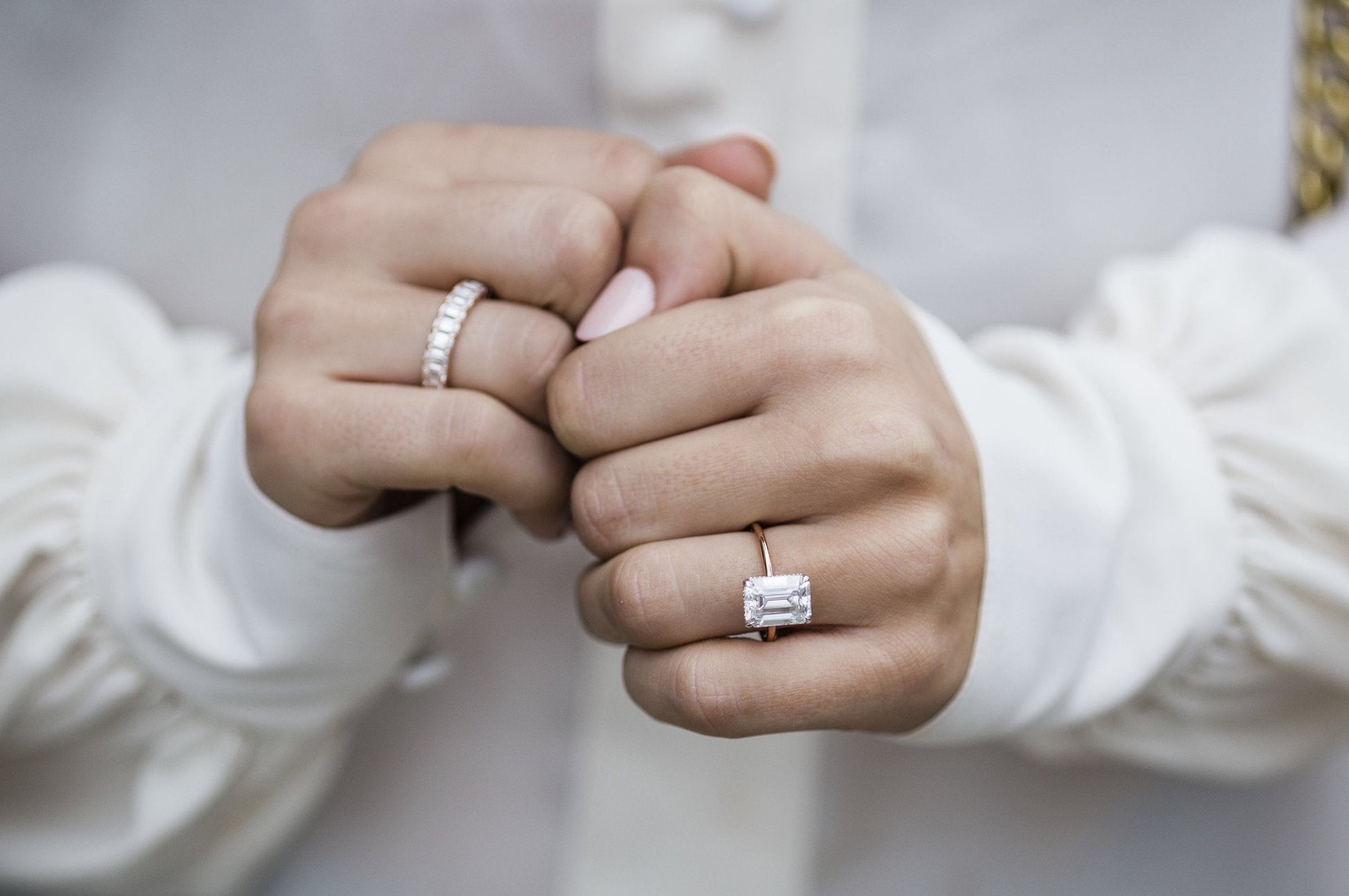 3.50 CT Emerald Moissanite Ring Featuring Hidden Halo Style 3