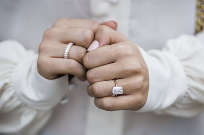 3.50 CT Emerald Moissanite Ring Featuring Hidden Halo Style 3