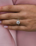 2.80 CT Cushion Solitaire Hidden Halo Moissanite Engagement Ring 1