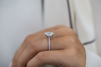 2.90 CT Oval Hidden Halo & Pave Moissanite Engagement Ring 5