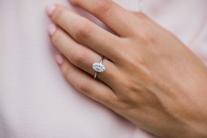 2.10 CT Oval Hidden Halo Moissanite Engagement Ring 3