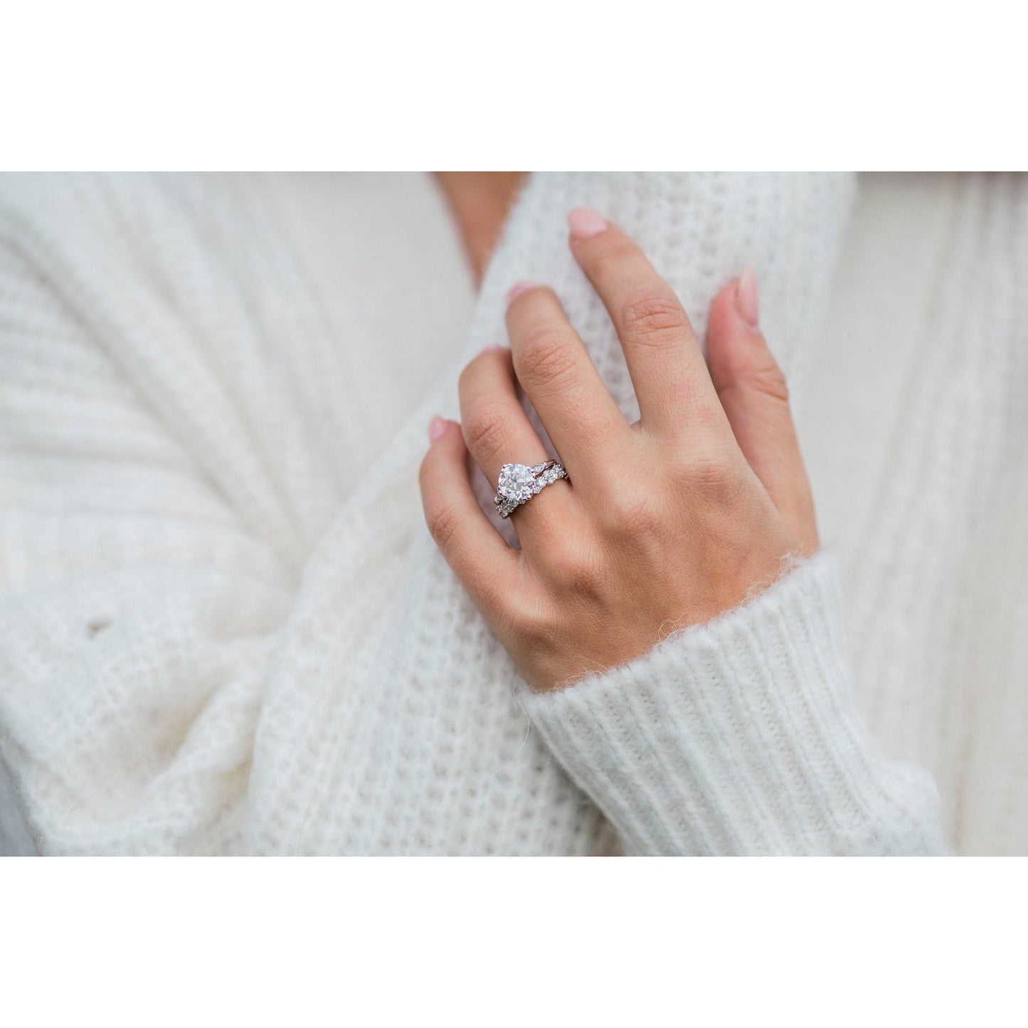 2.50 CT Old Mine Round Moissanite Engagement Ring 6