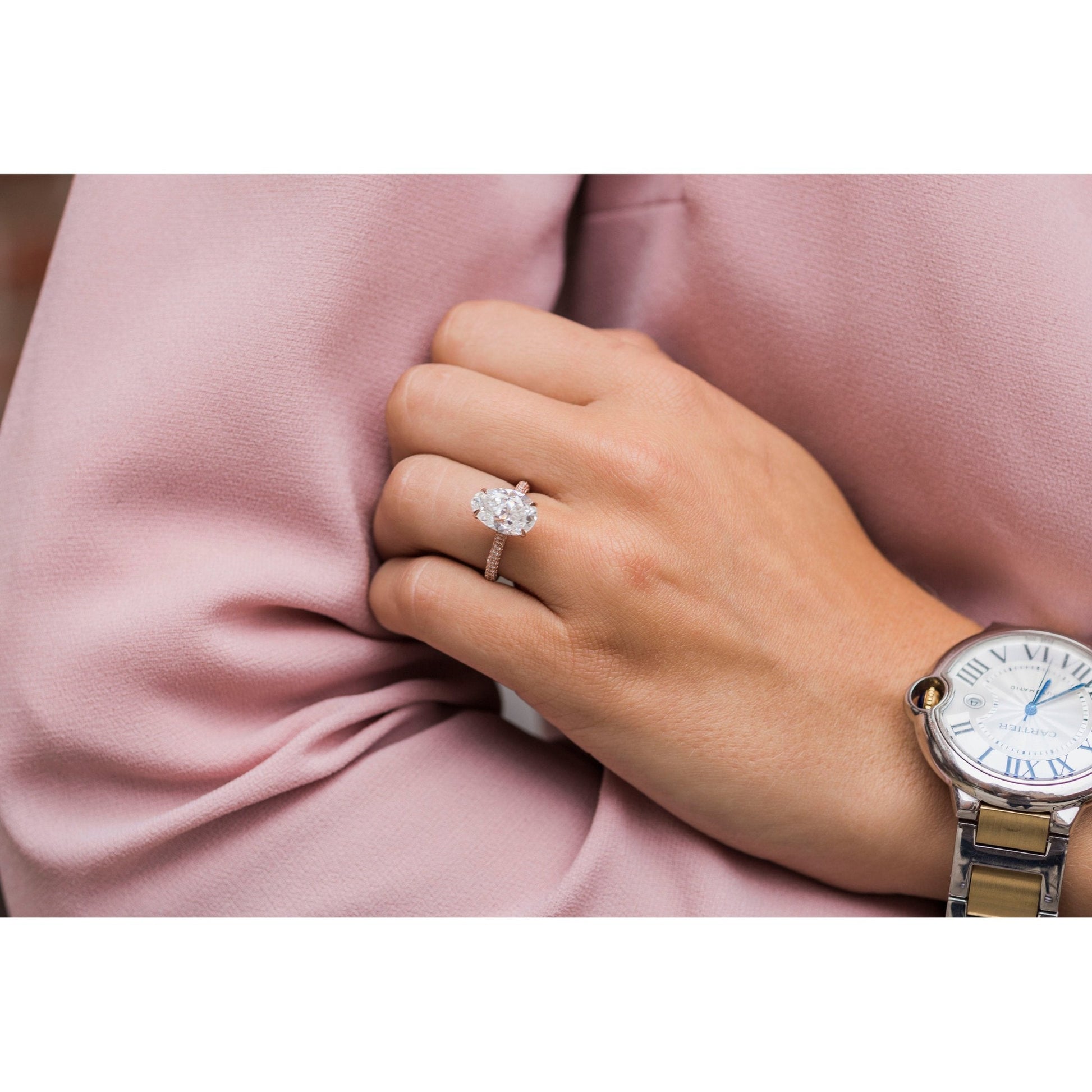 3.2 CT Pear Moissanite Ring Featuring Hidden Halo Pave Style 4