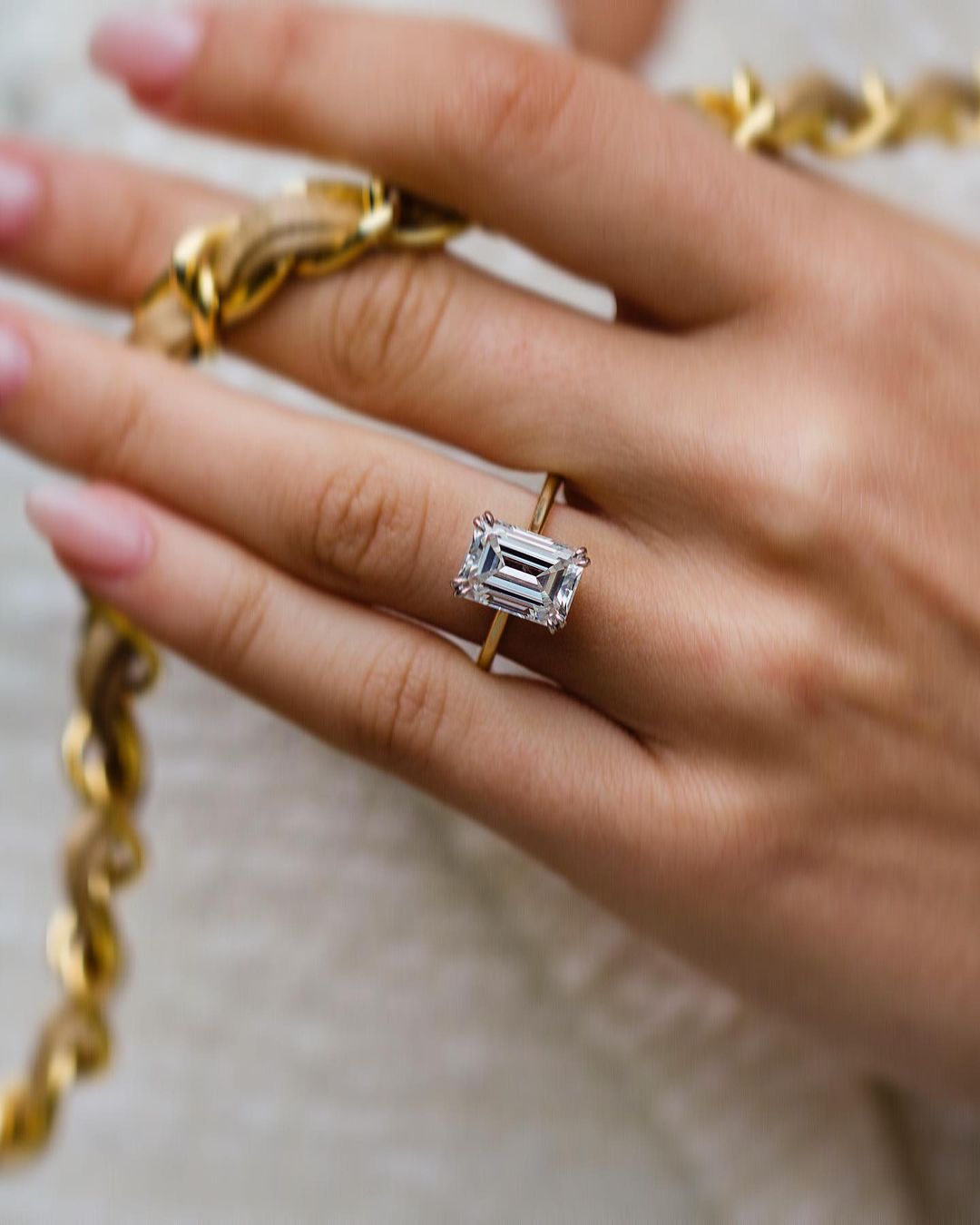 4.60 CT Emerald Cut Hidden Halo Moissanite Engagement Ring 2