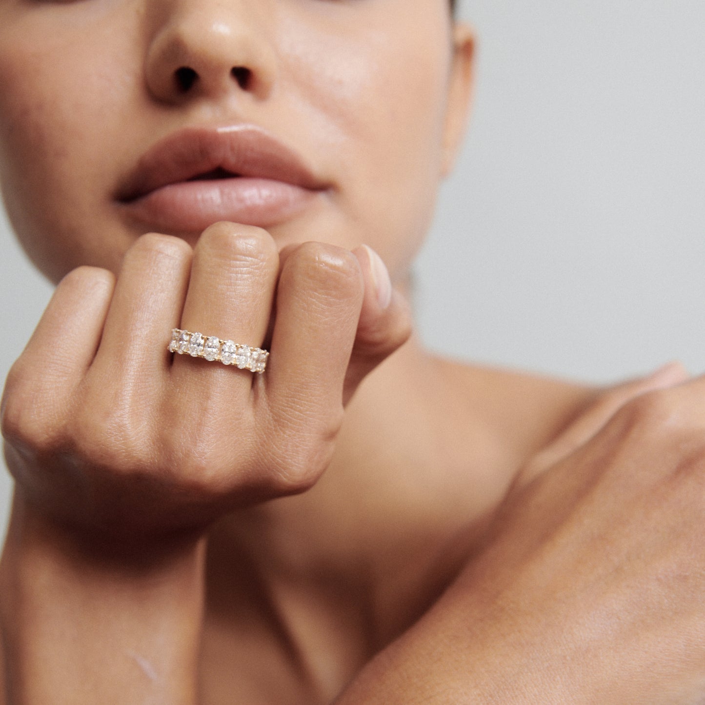 Stunning 1.60 TCW Oval Moissanite Stones Half Eternity Wedding Bands 5