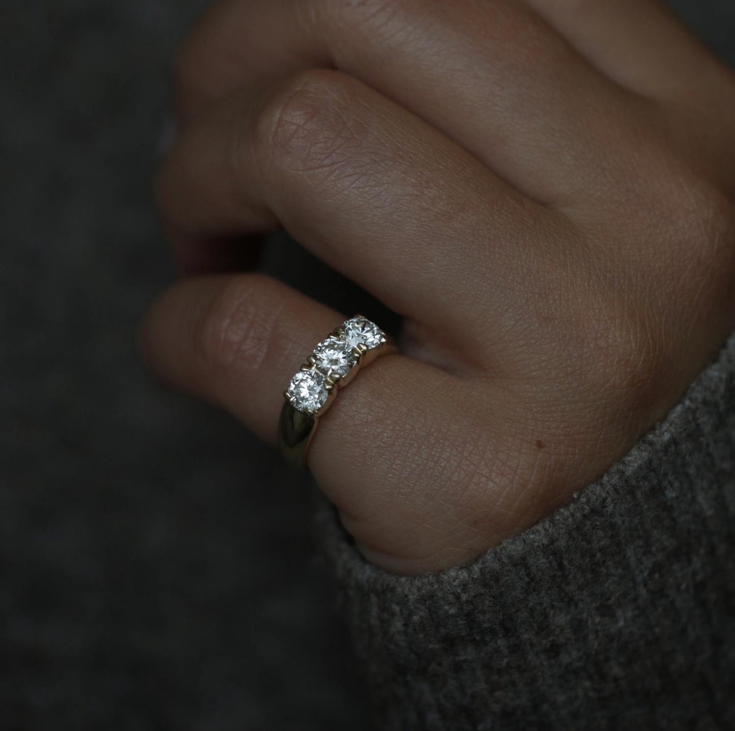 1.50 CT Round Three Stones CVD EF/VS Diamond Wedding Band 1