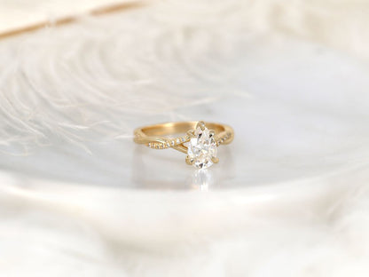 Stunning 1.50 CT Pear Moissanite Engagement Ring with Twisted Pave Design 2