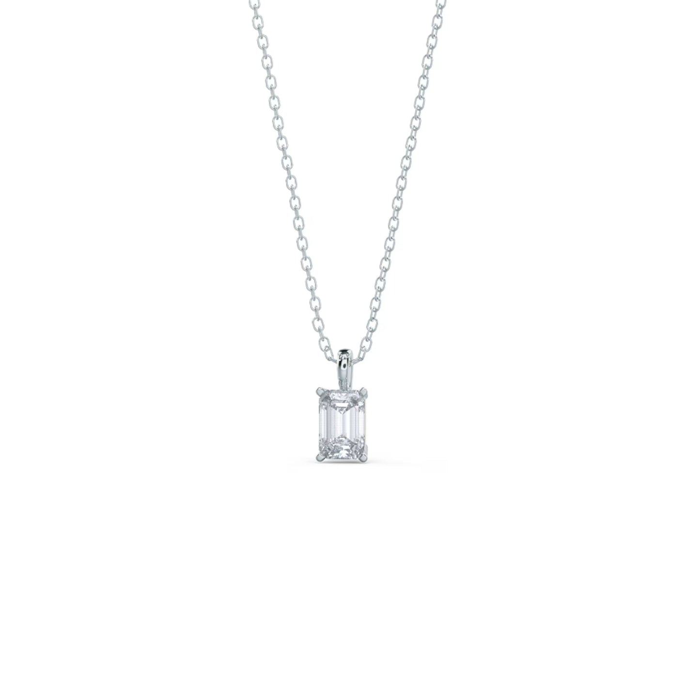 1.0 CT Emerald Cut Moissanite Diamond Solitaire Pendant Necklace in Solid Gold 6