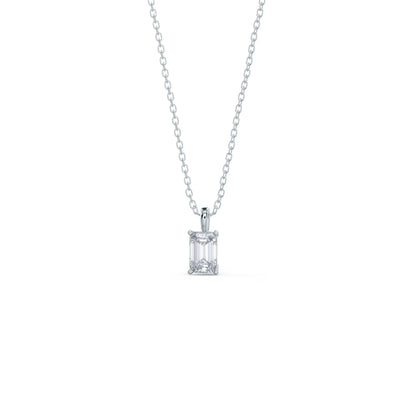 1.0 CT Emerald Cut Moissanite Diamond Solitaire Pendant Necklace in Solid Gold 6