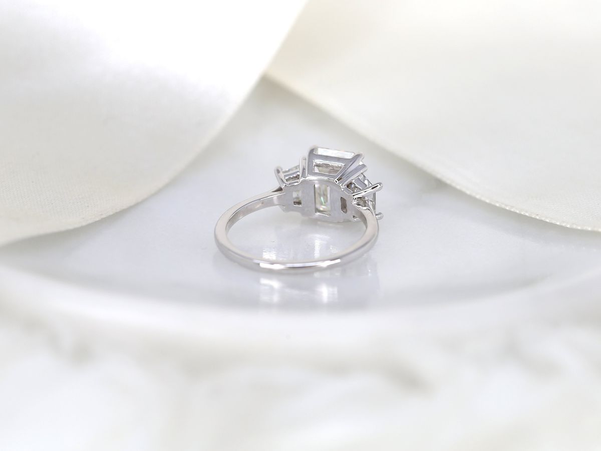 Stunning 3.60 CT Emerald Moissanite Engagement Ring with Three stone Design 3