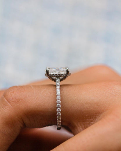 3.85 CT Oval Moissanite Ring Featuring Pave Style 4