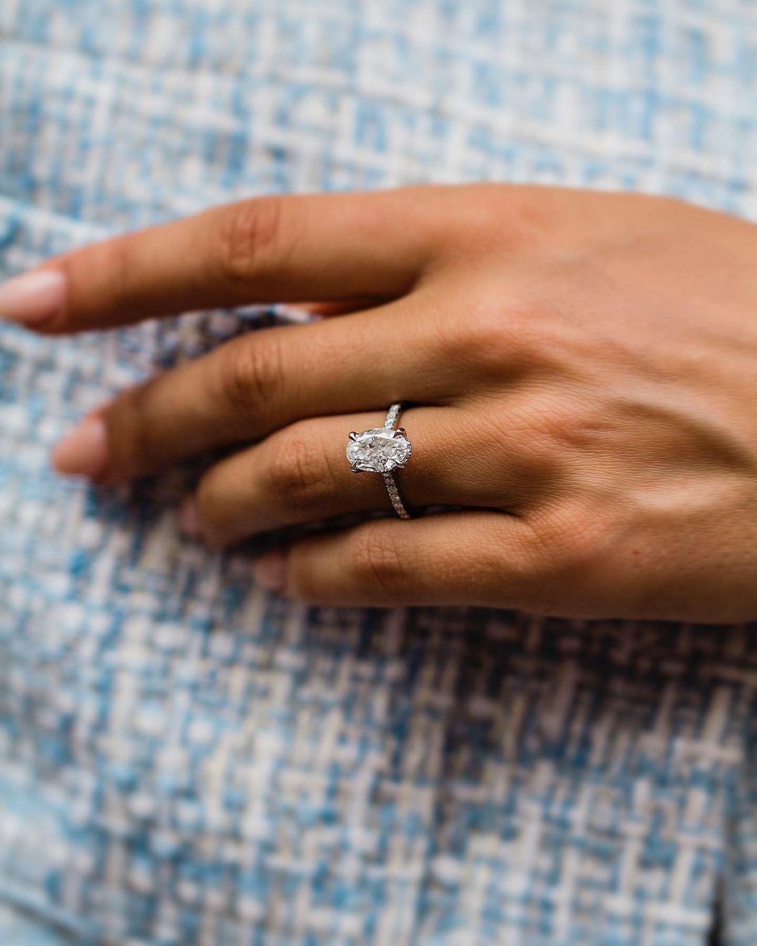 3.85 CT Oval Moissanite Ring Featuring Pave Style 3