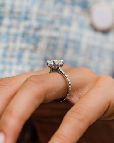 3.85 CT Oval Moissanite Ring Featuring Pave Style 2