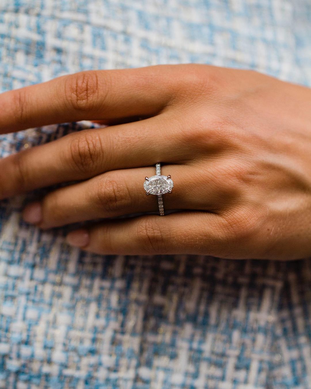 3.85 CT Oval Moissanite Ring Featuring Pave Style 1