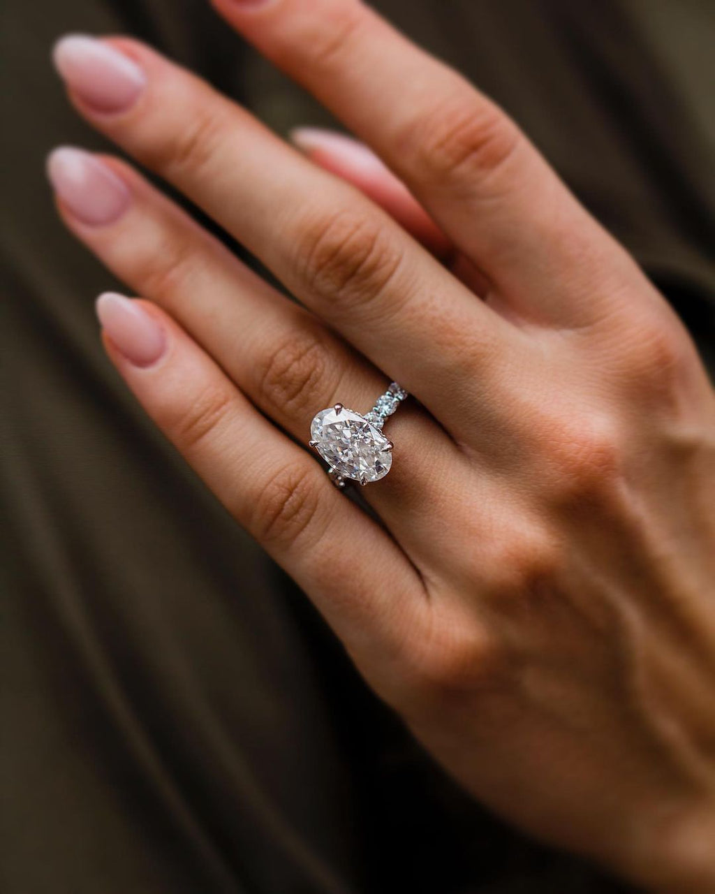 5.10 CT Oval Cut Hidden Halo Moissanite Engagement Ring 5