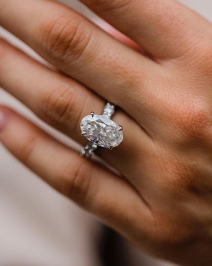 5.10 CT Oval Cut Hidden Halo Moissanite Engagement Ring 1
