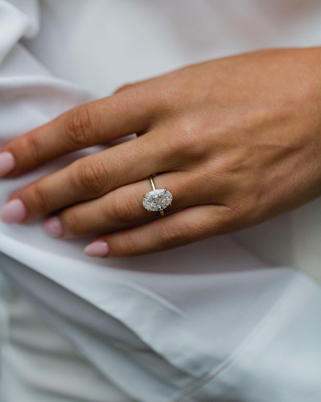 4.25 CT Oval Moissanite Ring Featuring Hidden Halo Style 4